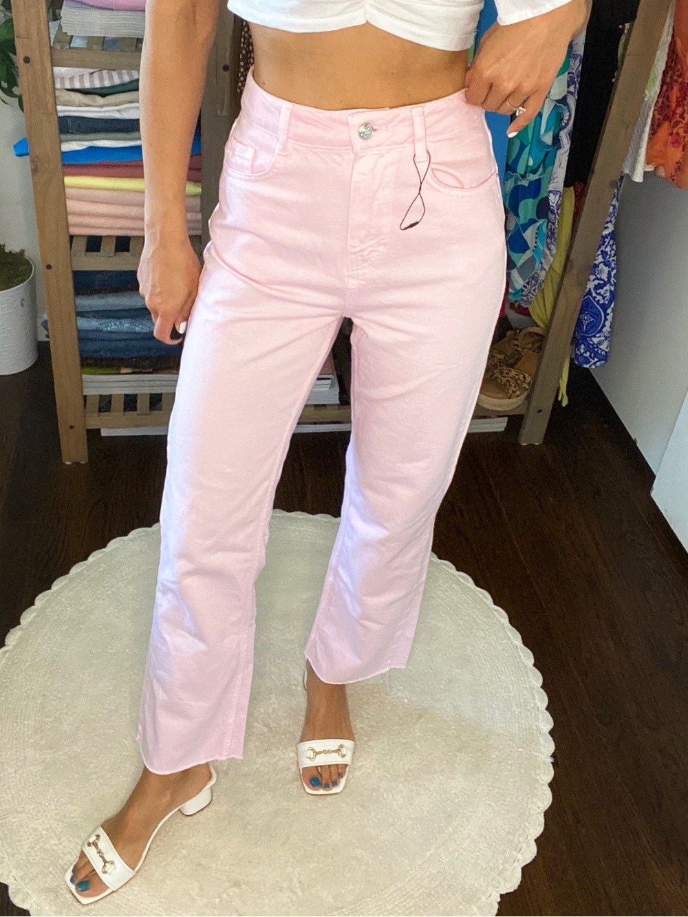Zara Light Pink Ankle Straight-Leg Rigid Jeans! 🌸